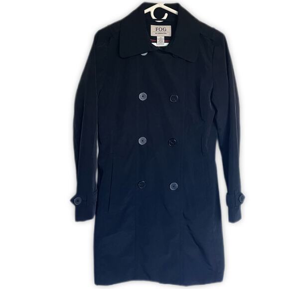 Fog by London Fog Black Double Breasted Trench coat Size S - Picture 1 of 5